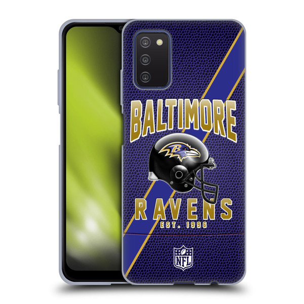 NFL Baltimore Ravens Logo Art Football Stripes Soft Gel Case for Samsung Galaxy A03s (2021)