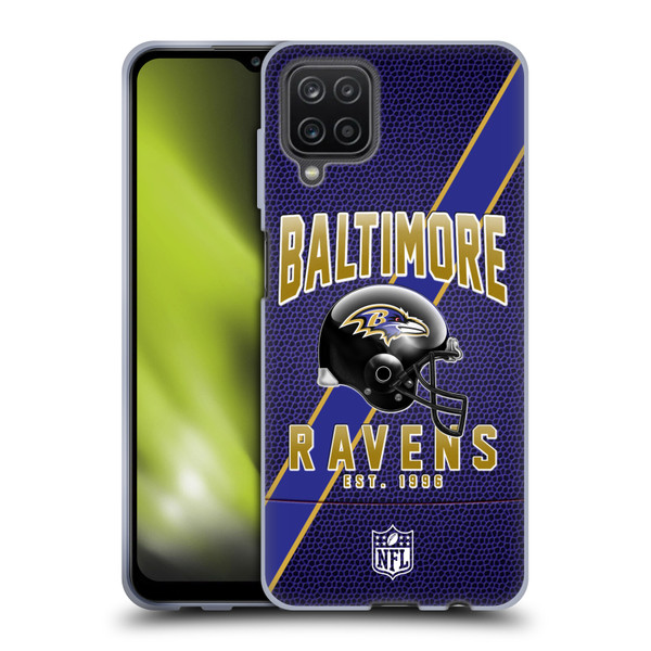 NFL Baltimore Ravens Logo Art Football Stripes Soft Gel Case for Samsung Galaxy A12 (2020)