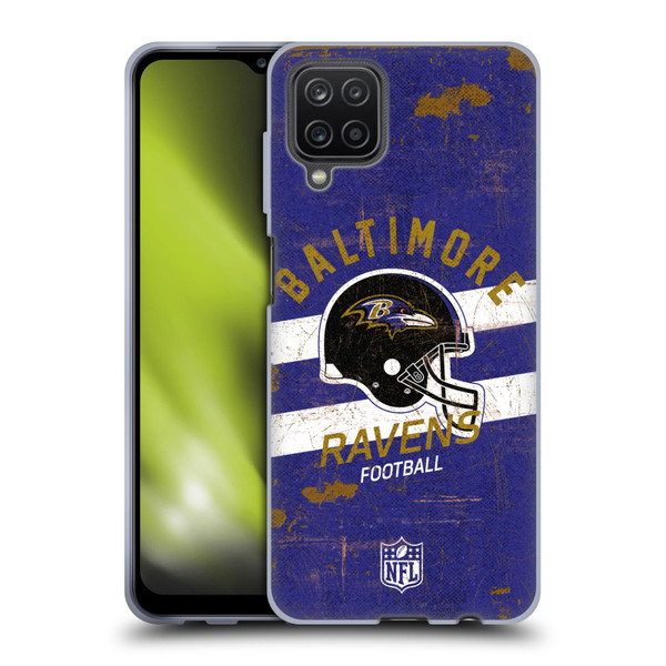 NFL Baltimore Ravens Logo Art Helmet Distressed Soft Gel Case for Samsung Galaxy A12 (2020)