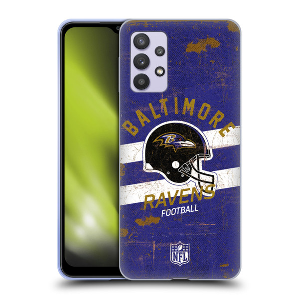 NFL Baltimore Ravens Logo Art Helmet Distressed Soft Gel Case for Samsung Galaxy A32 5G / M32 5G (2021)