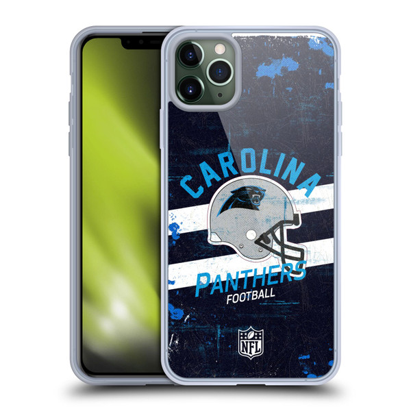 NFL Carolina Panthers Logo Art Helmet Distressed Soft Gel Case for Apple iPhone 11 Pro Max
