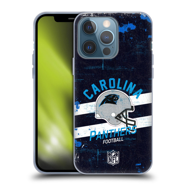 NFL Carolina Panthers Logo Art Helmet Distressed Soft Gel Case for Apple iPhone 13 Pro