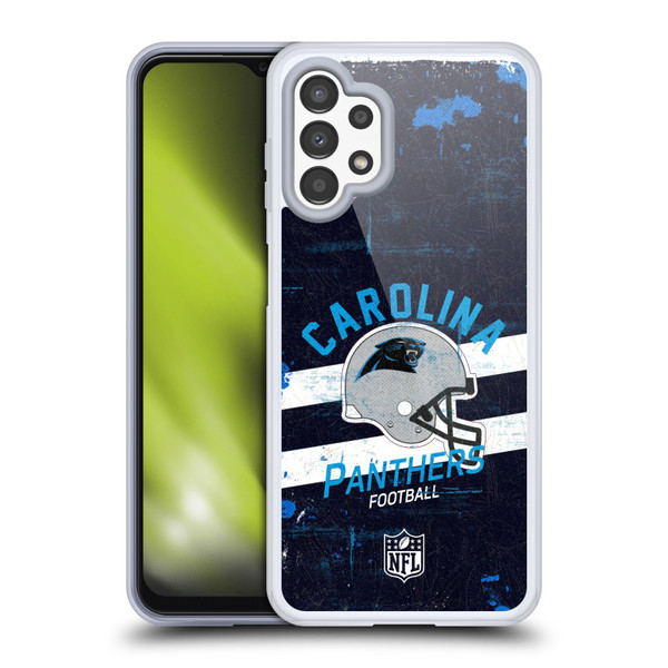 NFL Carolina Panthers Logo Art Helmet Distressed Soft Gel Case for Samsung Galaxy A13 (2022)