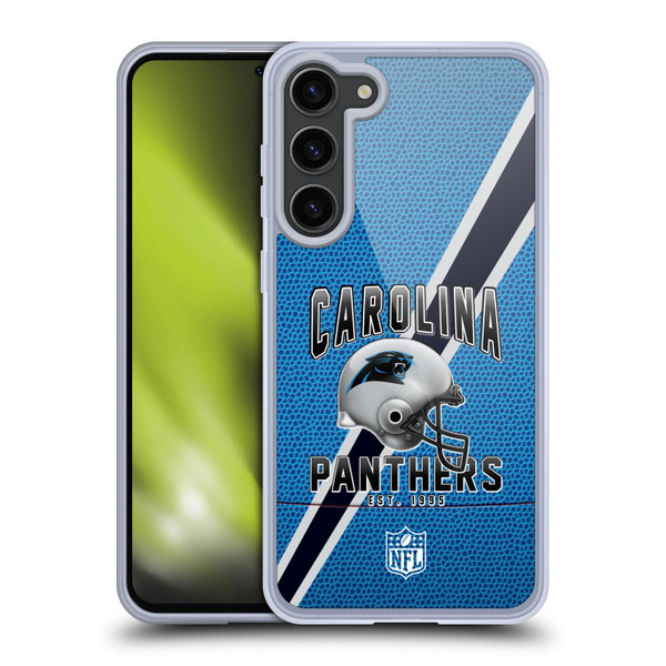 NFL Carolina Panthers Logo Art Football Stripes Soft Gel Case for Samsung Galaxy S23+ 5G