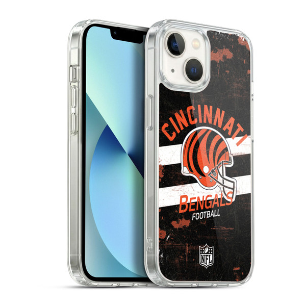 NFL Cincinnati Bengals Logo Art Helmet Distressed Soft Gel Case for Apple iPhone 13
