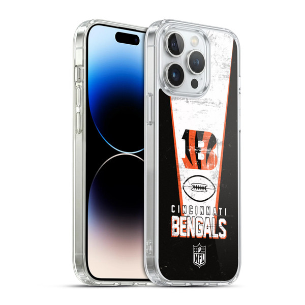 NFL Cincinnati Bengals Logo Art Banner Soft Gel Case for Apple iPhone 14 Pro Max & MagSafe