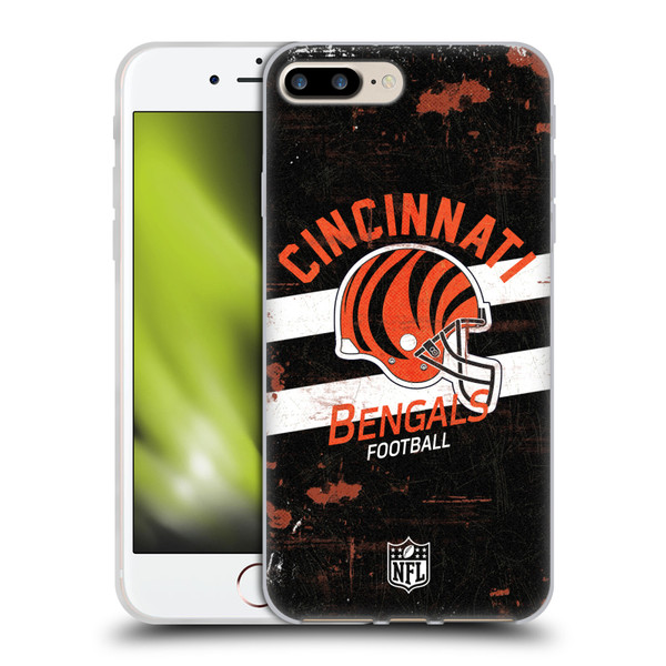 NFL Cincinnati Bengals Logo Art Helmet Distressed Soft Gel Case for Apple iPhone 7 Plus / iPhone 8 Plus