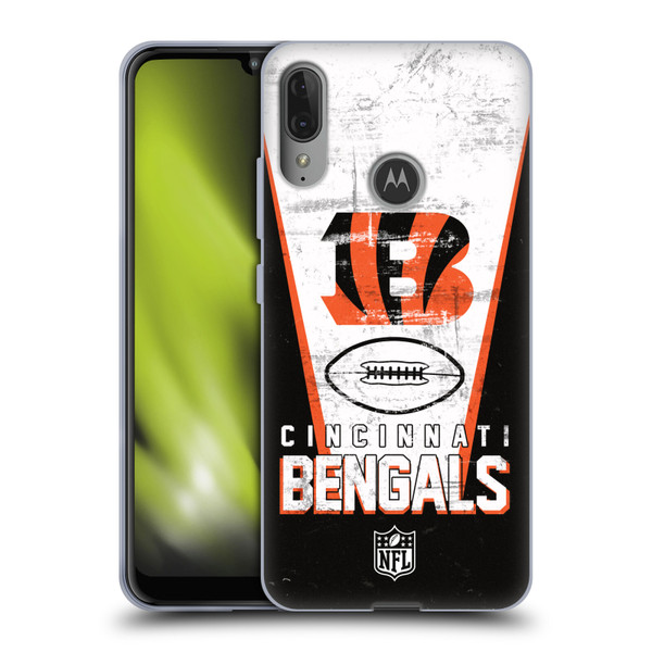 NFL Cincinnati Bengals Logo Art Banner Soft Gel Case for Motorola Moto E6 Plus