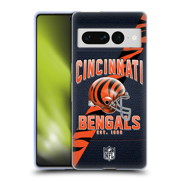 NFL Cincinnati Bengals Logo Art Football Stripes Soft Gel Case for Google Pixel 7 Pro