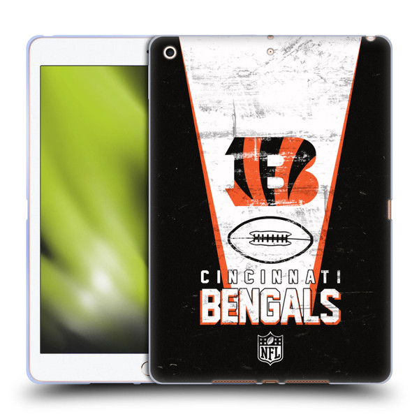 NFL Cincinnati Bengals Logo Art Banner Soft Gel Case for Apple iPad 10.2 2019/2020/2021