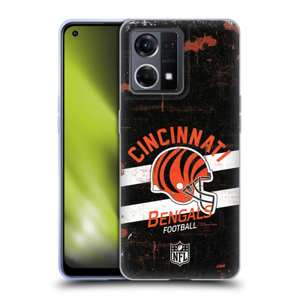 NFL Cincinnati Bengals Logo Art Helmet Distressed Soft Gel Case for OPPO Reno8 4G