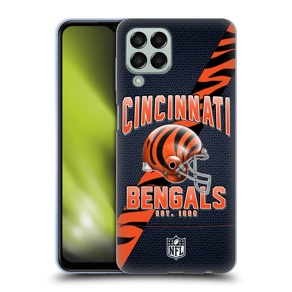 NFL Cincinnati Bengals Logo Art Football Stripes Soft Gel Case for Samsung Galaxy M33 (2022)
