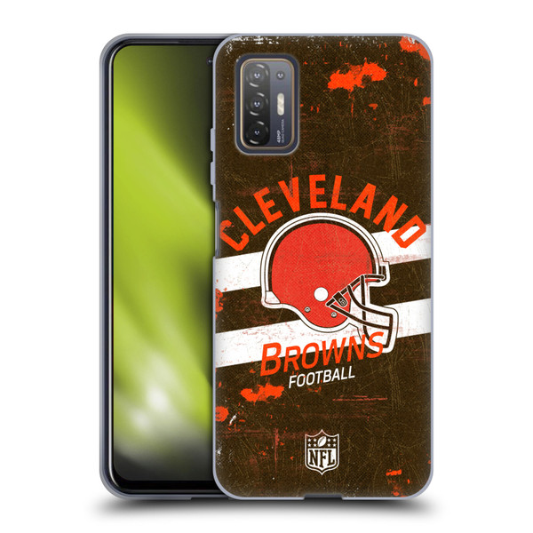 NFL Cleveland Browns Logo Art Helmet Distressed Soft Gel Case for HTC Desire 21 Pro 5G