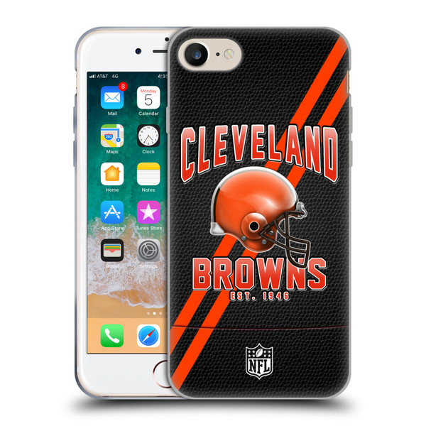NFL Cleveland Browns Logo Art Football Stripes Soft Gel Case for Apple iPhone 7 / 8 / SE 2020 & 2022