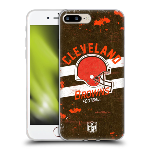 NFL Cleveland Browns Logo Art Helmet Distressed Soft Gel Case for Apple iPhone 7 Plus / iPhone 8 Plus