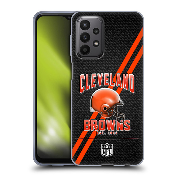 NFL Cleveland Browns Logo Art Football Stripes Soft Gel Case for Samsung Galaxy A23 / 5G (2022)