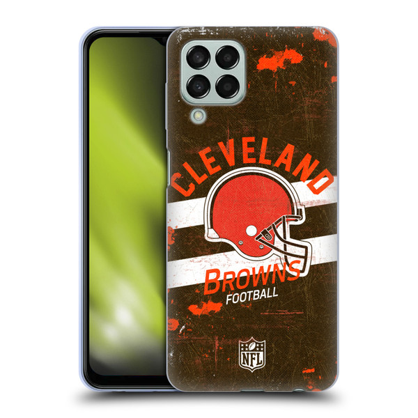 NFL Cleveland Browns Logo Art Helmet Distressed Soft Gel Case for Samsung Galaxy M33 (2022)