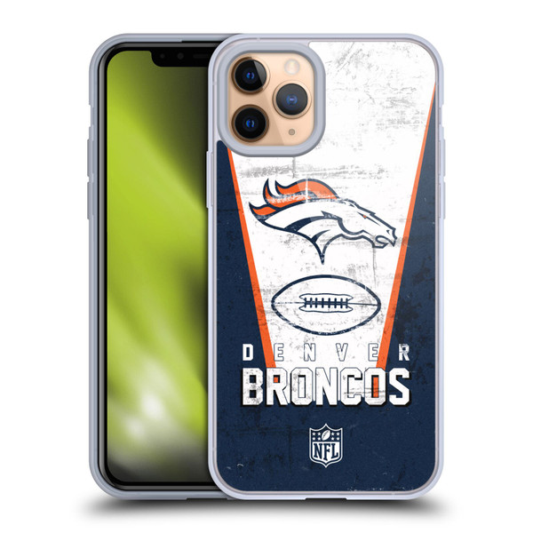 NFL Denver Broncos Logo Art Banner Soft Gel Case for Apple iPhone 11 Pro