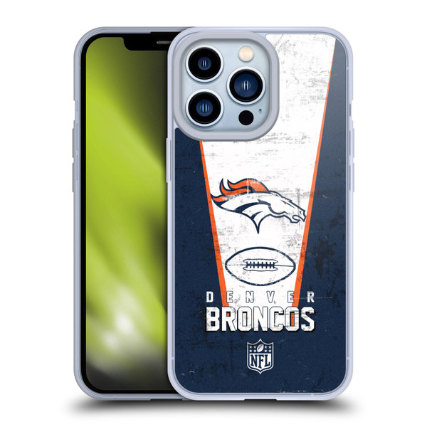 NFL Denver Broncos Logo Art Banner Soft Gel Case for Apple iPhone 13 Pro