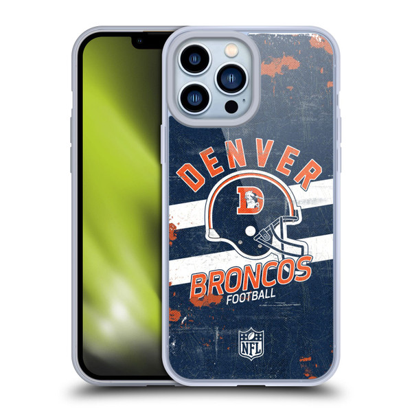 NFL Denver Broncos Logo Art Helmet Distressed Soft Gel Case for Apple iPhone 13 Pro Max