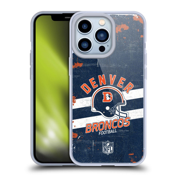 NFL Denver Broncos Logo Art Helmet Distressed Soft Gel Case for Apple iPhone 13 Pro