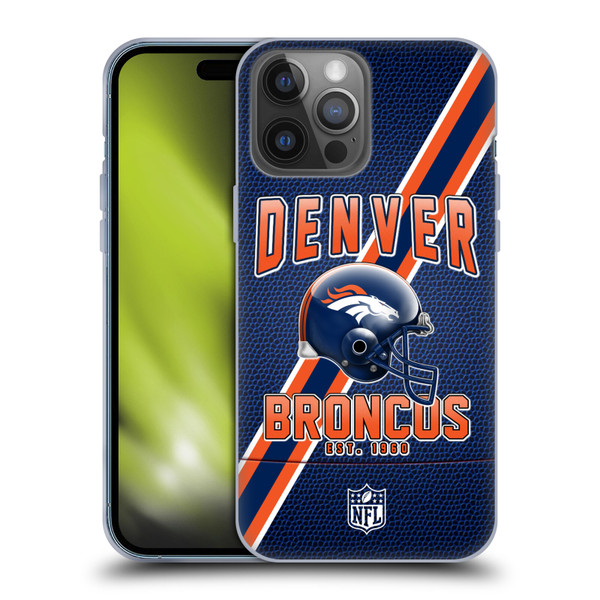 NFL Denver Broncos Logo Art Football Stripes Soft Gel Case for Apple iPhone 14 Pro Max