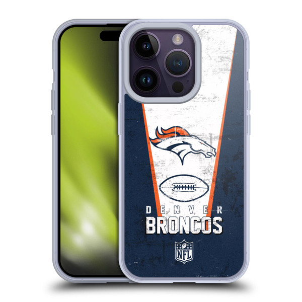 NFL Denver Broncos Logo Art Banner Soft Gel Case for Apple iPhone 14 Pro