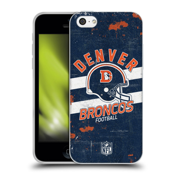 NFL Denver Broncos Logo Art Helmet Distressed Soft Gel Case for Apple iPhone 5c