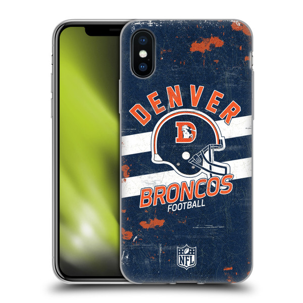 NFL Denver Broncos Logo Art Helmet Distressed Soft Gel Case for Apple iPhone X / iPhone XS
