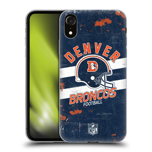 NFL Denver Broncos Logo Art Helmet Distressed Soft Gel Case for Apple iPhone XR
