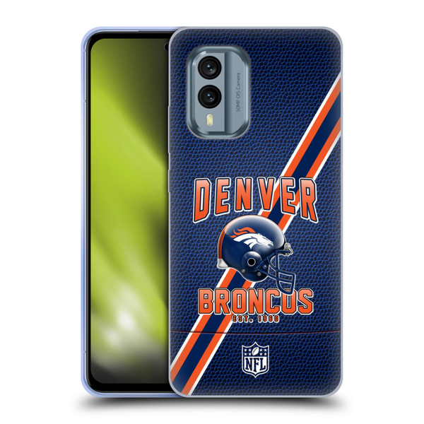 NFL Denver Broncos Logo Art Football Stripes Soft Gel Case for Nokia X30