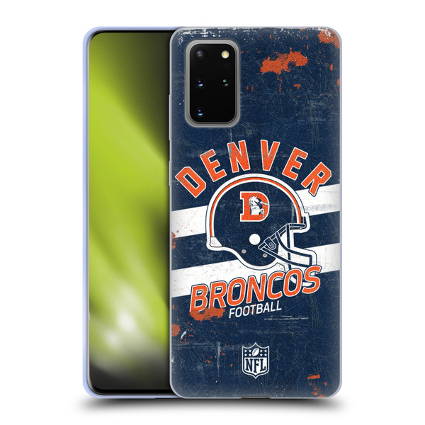 NFL Denver Broncos Logo Art Helmet Distressed Soft Gel Case for Samsung Galaxy S20+ / S20+ 5G