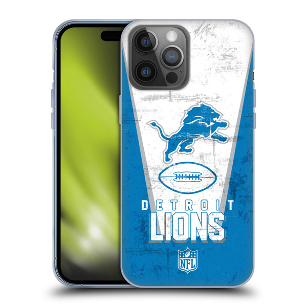 NFL Detroit Lions Logo Art Banner Soft Gel Case for Apple iPhone 14 Pro Max