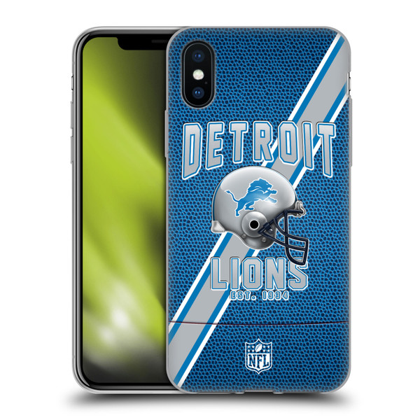 NFL Detroit Lions Logo Art Football Stripes Soft Gel Case for Apple iPhone X / iPhone XS