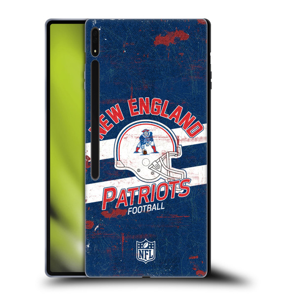 NFL New England Patriots Logo Art Helmet Distressed Soft Gel Case for Samsung Galaxy Tab S8 Ultra