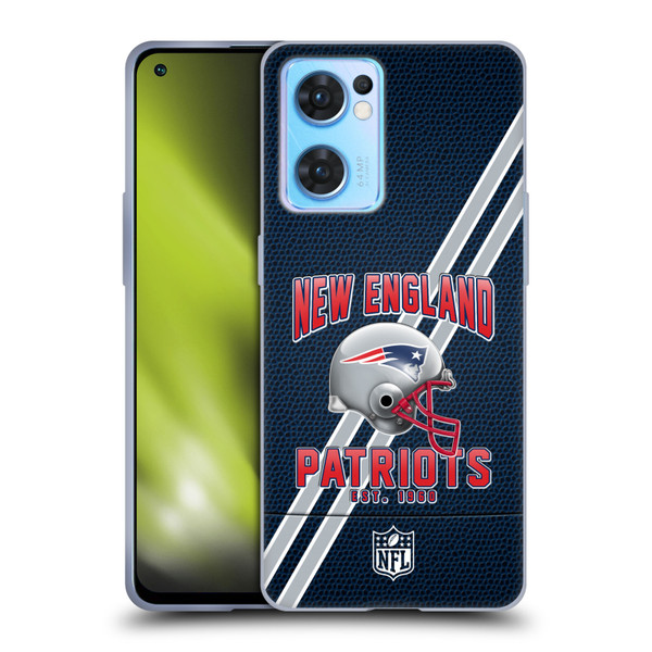 NFL New England Patriots Logo Art Football Stripes Soft Gel Case for OPPO Reno7 5G / Find X5 Lite