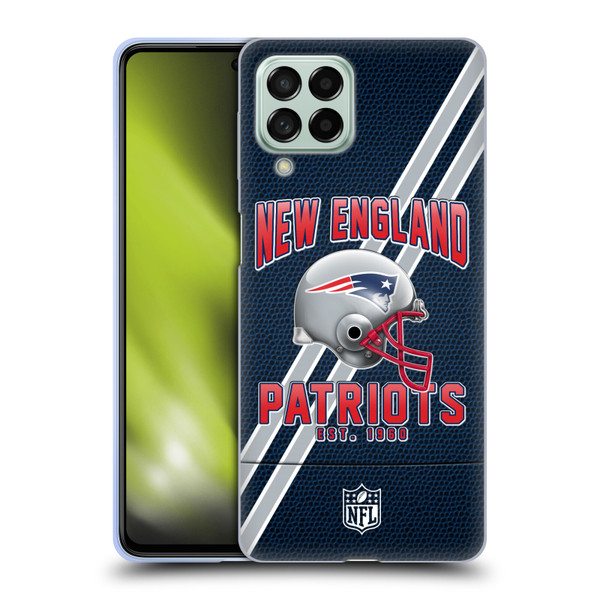 NFL New England Patriots Logo Art Football Stripes Soft Gel Case for Samsung Galaxy M53 (2022)