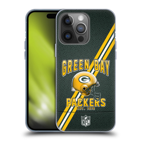 NFL Green Bay Packers Logo Art Football Stripes Soft Gel Case for Apple iPhone 14 Pro