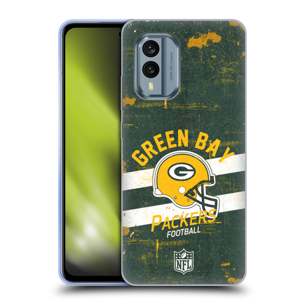 NFL Green Bay Packers Logo Art Helmet Distressed Soft Gel Case for Nokia X30