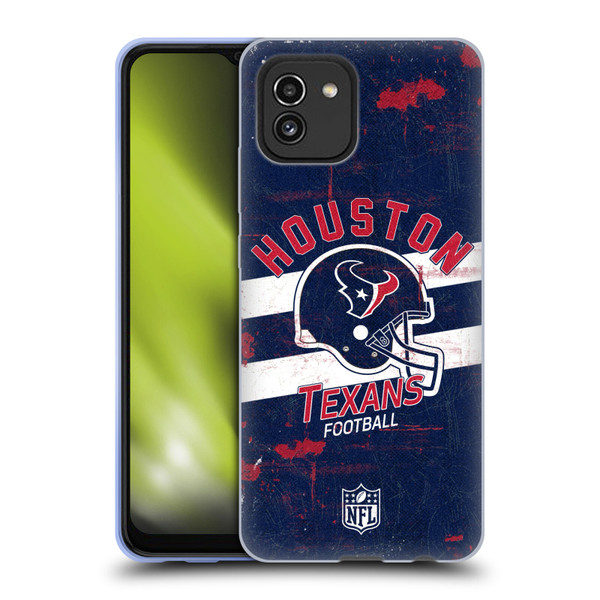NFL Houston Texans Logo Art Helmet Distressed Soft Gel Case for Samsung Galaxy A03 (2021)