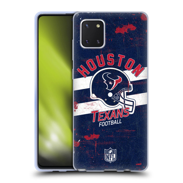 NFL Houston Texans Logo Art Helmet Distressed Soft Gel Case for Samsung Galaxy Note10 Lite