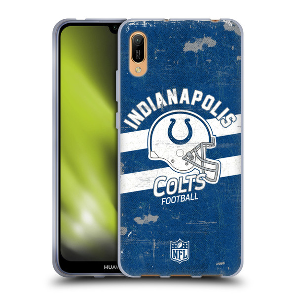 NFL Indianapolis Colts Logo Art Helmet Distressed Soft Gel Case for Huawei Y6 Pro (2019)