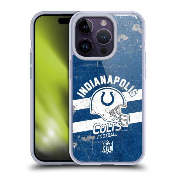 NFL Indianapolis Colts Logo Art Helmet Distressed Soft Gel Case for Apple iPhone 14 Pro