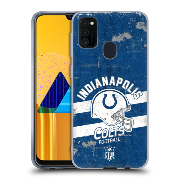 NFL Indianapolis Colts Logo Art Helmet Distressed Soft Gel Case for Samsung Galaxy M30s (2019)/M21 (2020)