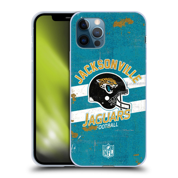 NFL Jacksonville Jaguars Logo Art Helmet Distressed Soft Gel Case for Apple iPhone 12 / iPhone 12 Pro