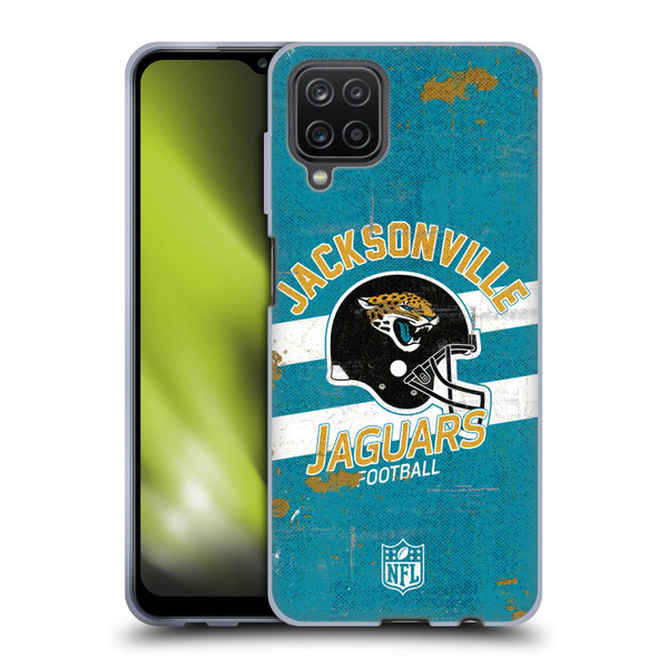 NFL Jacksonville Jaguars Logo Art Helmet Distressed Soft Gel Case for Samsung Galaxy A12 (2020)