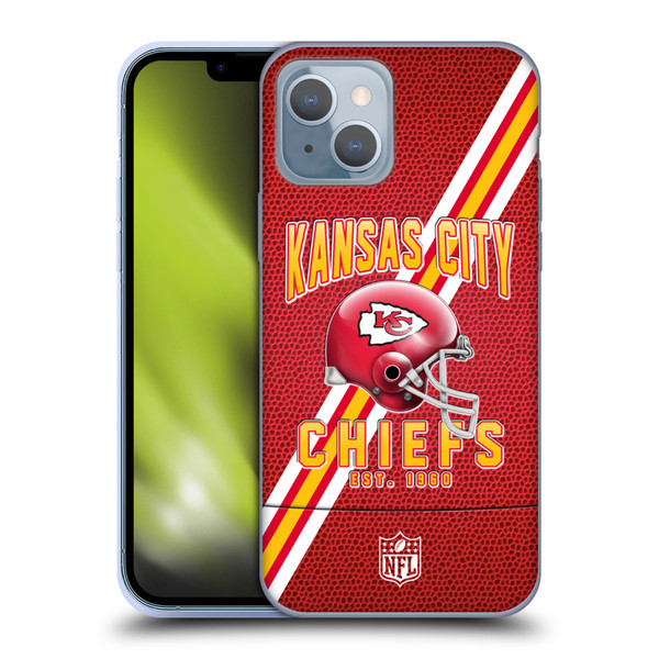 NFL Kansas City Chiefs Logo Art Football Stripes Soft Gel Case for Apple iPhone 14