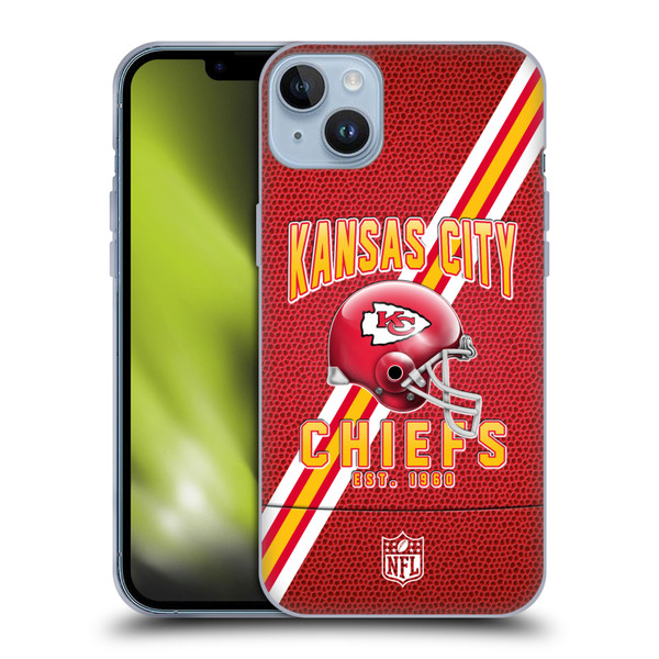 NFL Kansas City Chiefs Logo Art Football Stripes Soft Gel Case for Apple iPhone 14 Plus