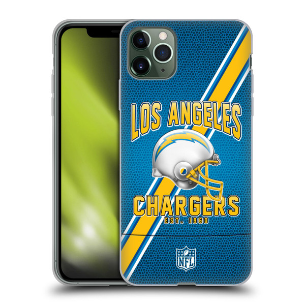 NFL Los Angeles Chargers Logo Art Football Stripes Soft Gel Case for Apple iPhone 11 Pro Max