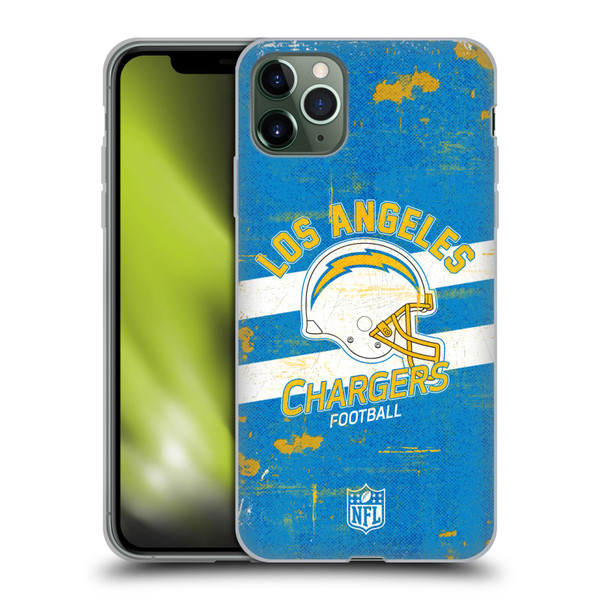 NFL Los Angeles Chargers Logo Art Helmet Distressed Soft Gel Case for Apple iPhone 11 Pro Max